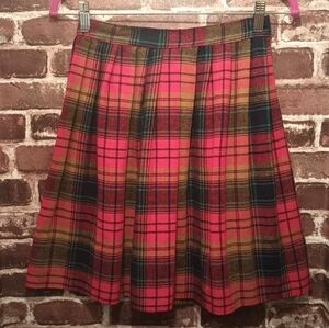 Vintage Pleated Plaid Skirt